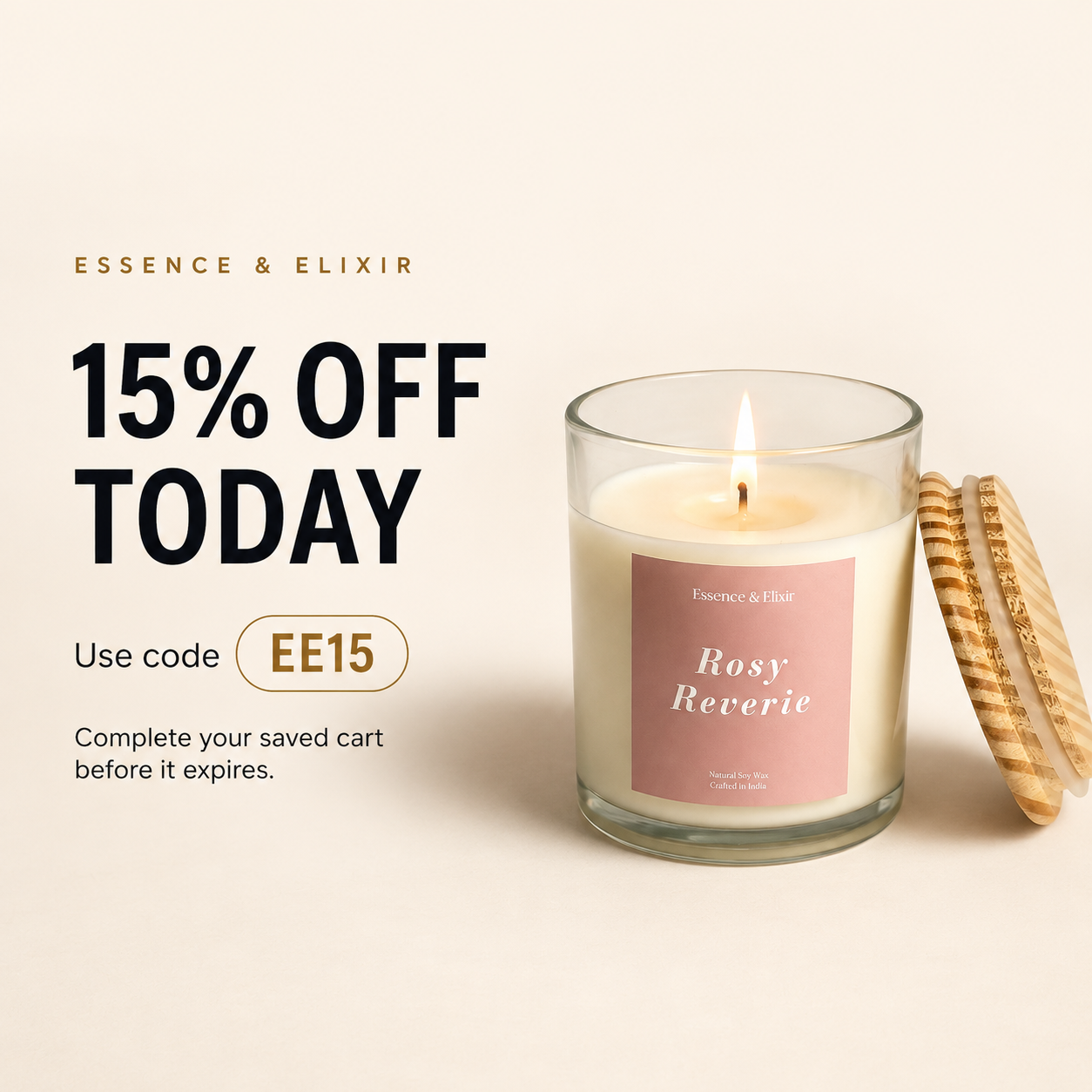 Courtyard scented candle in a square Mèrai product photograph