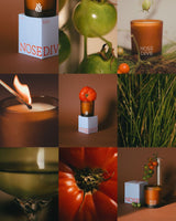 Miniature candles arranged as a scent discovery set