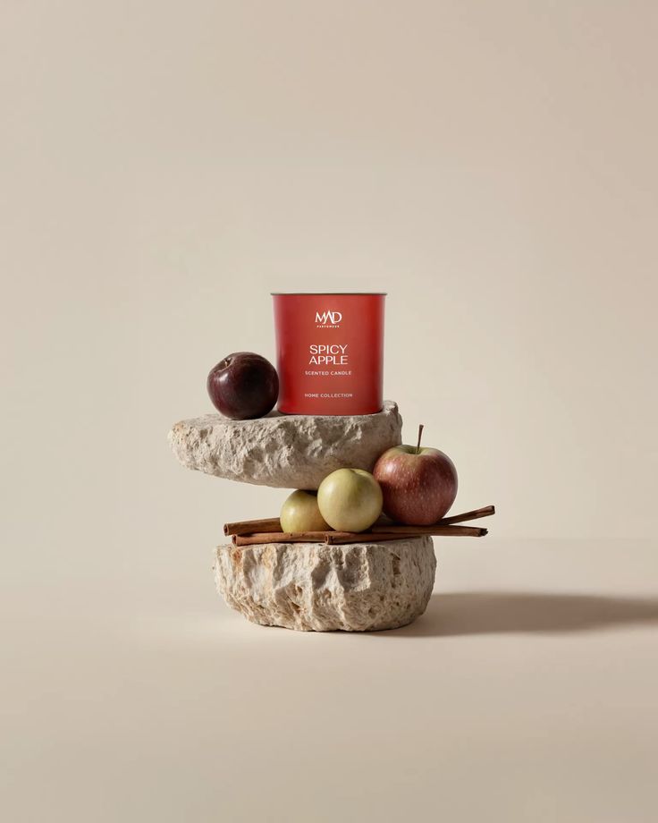 Scented candle in a warm interior for The Rooms of a House collection